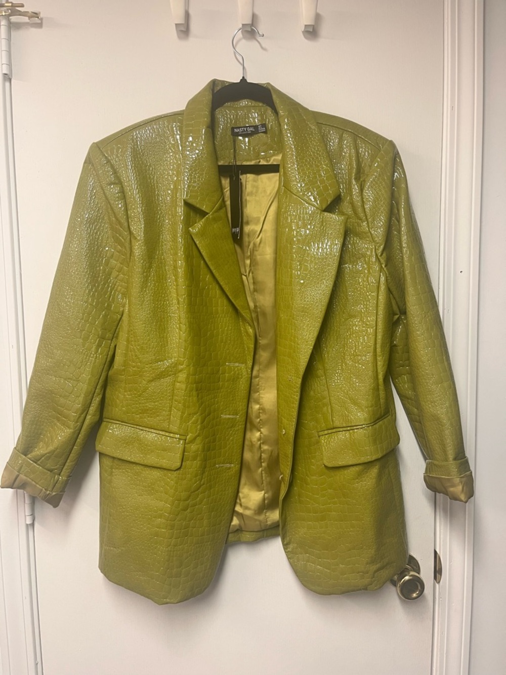 Nasty Gal bright Green Croc-Embossed Blazer